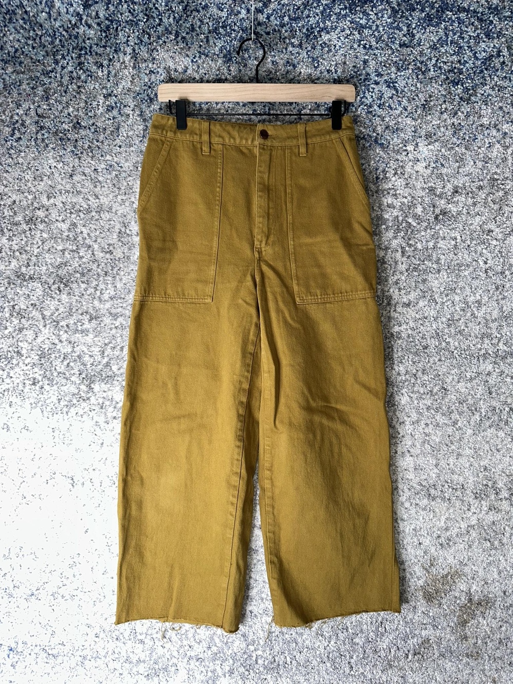 Alex Mill Pants Womens 4 Yellow Cotton Twill Wide Leg Cropped Utility Casual
